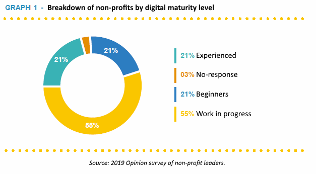 Breakdown of non-profits by digital maturity level