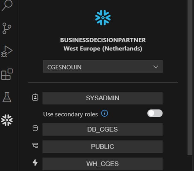 Extension de Snowflake sur l'IDE VS Code