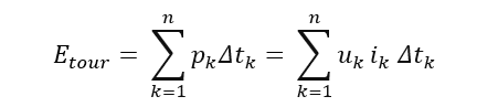 Formule en considérant la tension et l'intensité sur les petits intervalles de temps de mesure