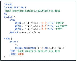 Jeux de données bankchurner en BigQuery